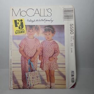 1991 MCCALL'S EJ Gitano 5590 Toddlers' Jumpsuit Shorts T Shirt Top Size CC 2 3 4
